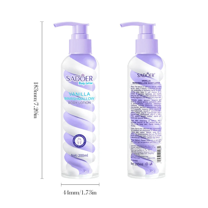 Vanilla Body Lotion 200ml Moisturizing And Nourishing for Autumn And Winter Cotton Candy Scented Body Milk