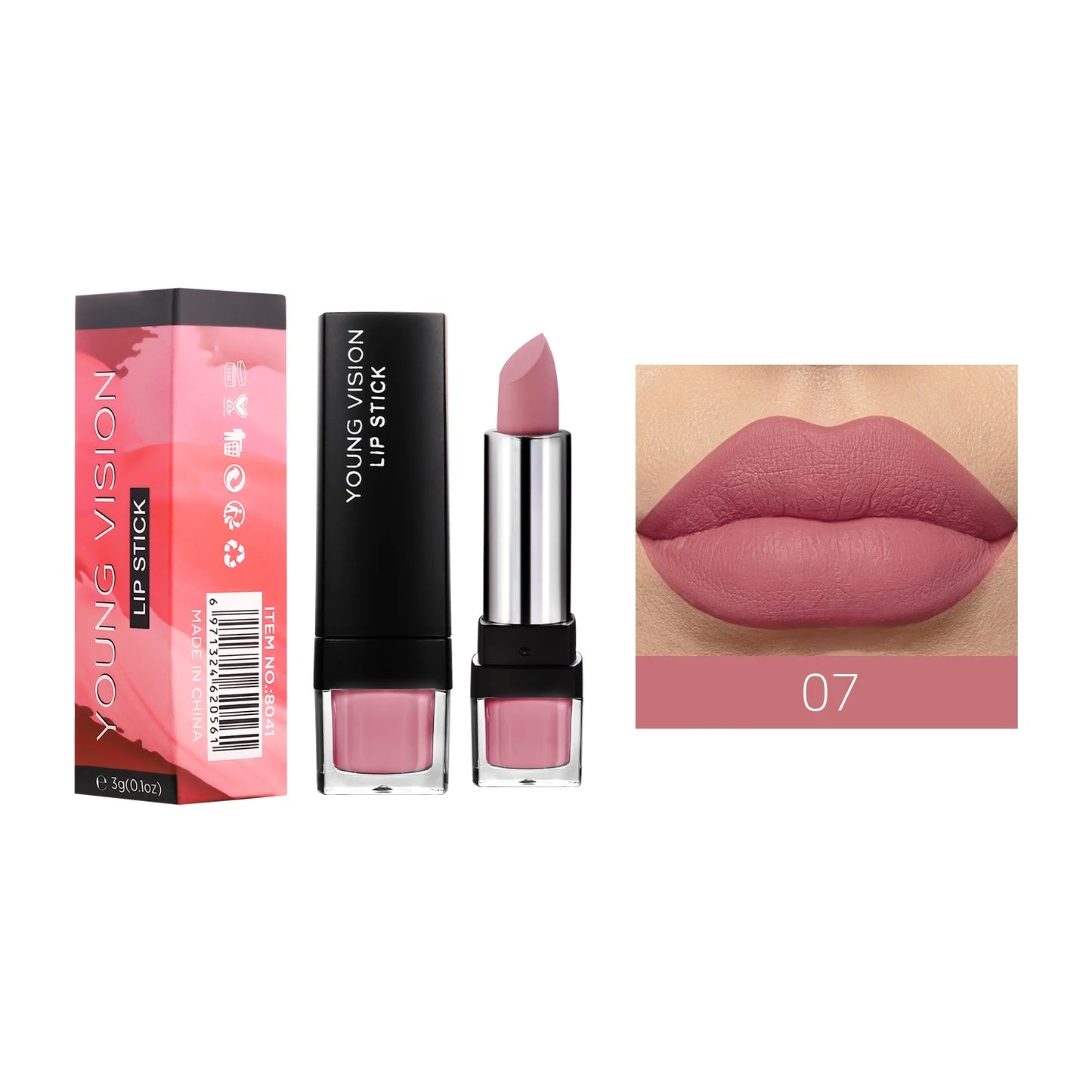YOUNG VISION 12-Color Velvet Lipstick Long-Lasting Nude Waterproof Matte Non-Transfer Lipstick Women's Cosmetics Makeup