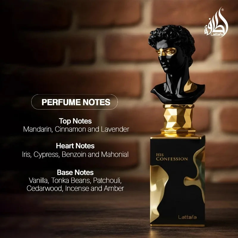 Lattafa His Confession Eau de Parfum Spray 100ml Original Arab Perfumes Lasting Charm Floral Pheromones Perfume for Women Makeup