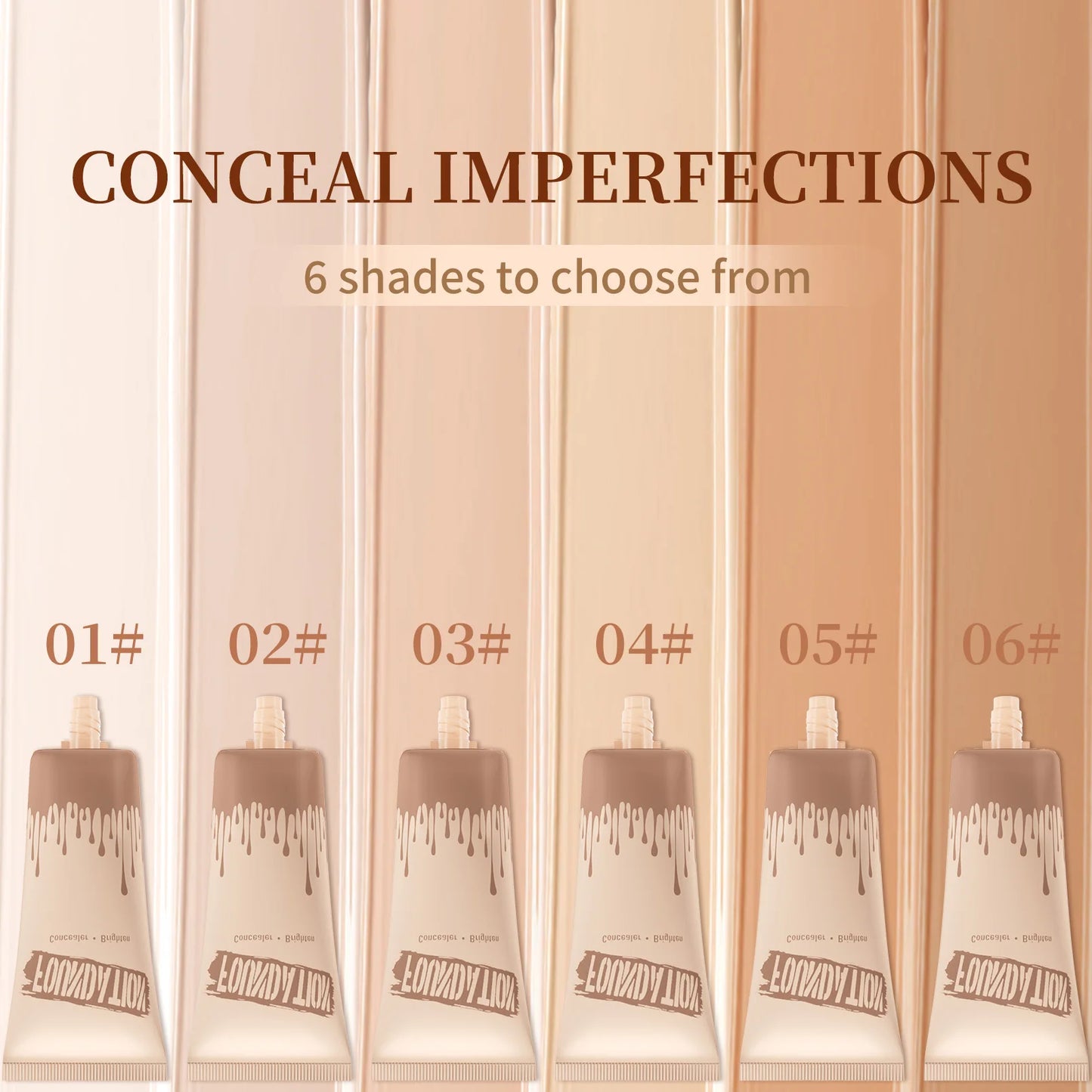 Full Coverage Foundation, Matte Finish Oil-control Liquid Foundation, Covering Blemishes And Dark Spot, Concealer Cream