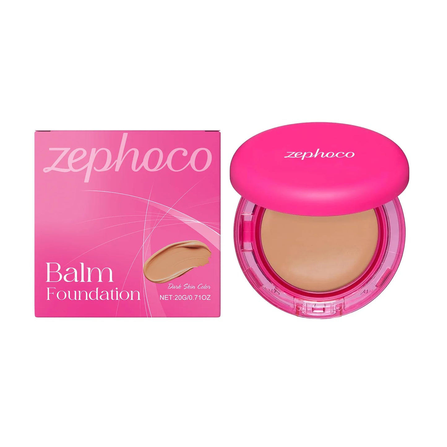 Zephoco Balm Foundation 4 Color Long Lasting Oil Control Age-Defying Matte BB Cream Foundation High Coverage Makeup Products 20g