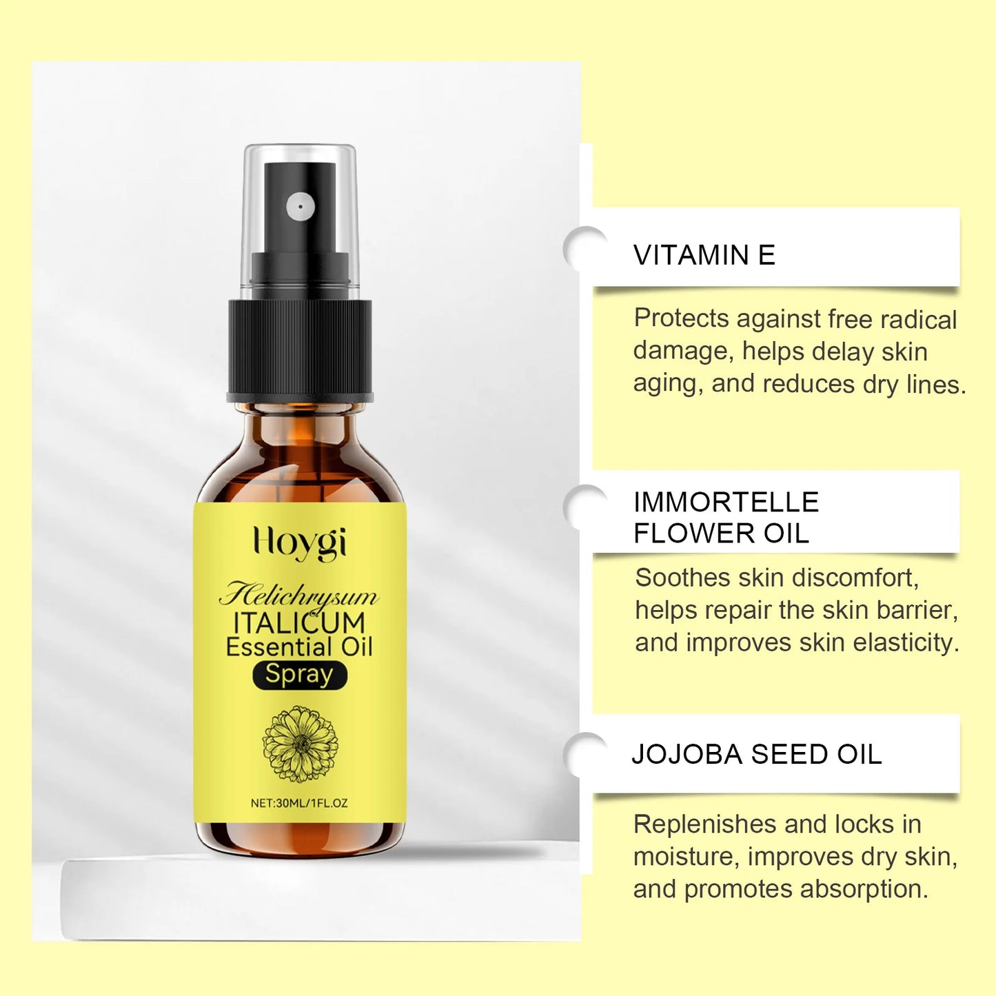 Helichrysum Facial Body Mist Spray for Dry Skin Lightweight Hydrating Oil Spray with Jojoba Oil Winter Skincare Care for Women
