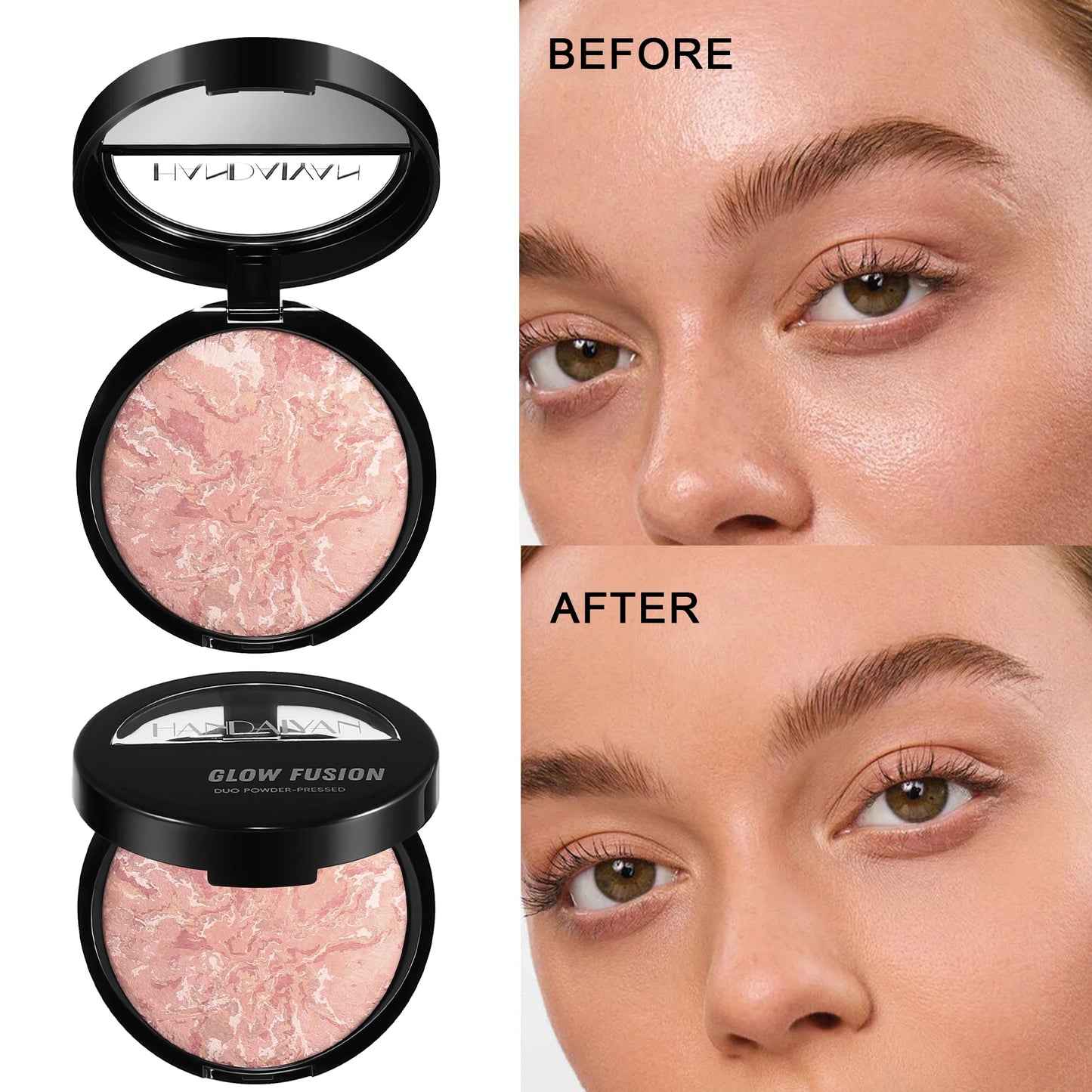 Buy One Get One Free Marble Baking Setting Powder Shiny Waterproof Sweatproof 24-HourNon-CakeyOil-Control Loose Powder Ideal Gif