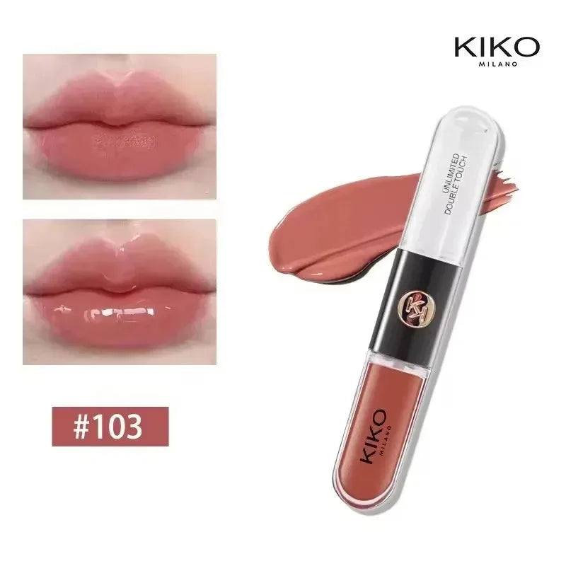 Hot Kiko Double Headed Lipstick Transparent Mirror Lip Gloss Non Fading Oil Sexy Rich Lip Gloss Milk Tea Bean Paste Naked Makeup