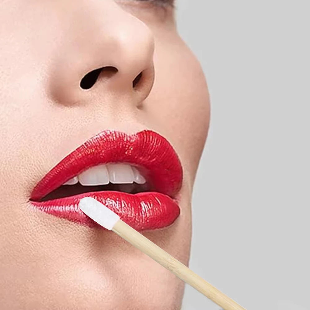 50/200pcs Bamboo Handle Lip Brushes Lipstick Gloss Wands Applicator Make Up Brush For Lip Eyelashes Extension Makeup Beauty Tool