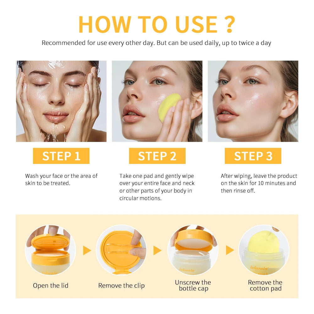Kojic Acid And Turmeric Cleansing Pad Exfoliate Lighten Acne Scars Unclog Pores Turmeric Cleansing Pad Dark Spots With  Glycerol