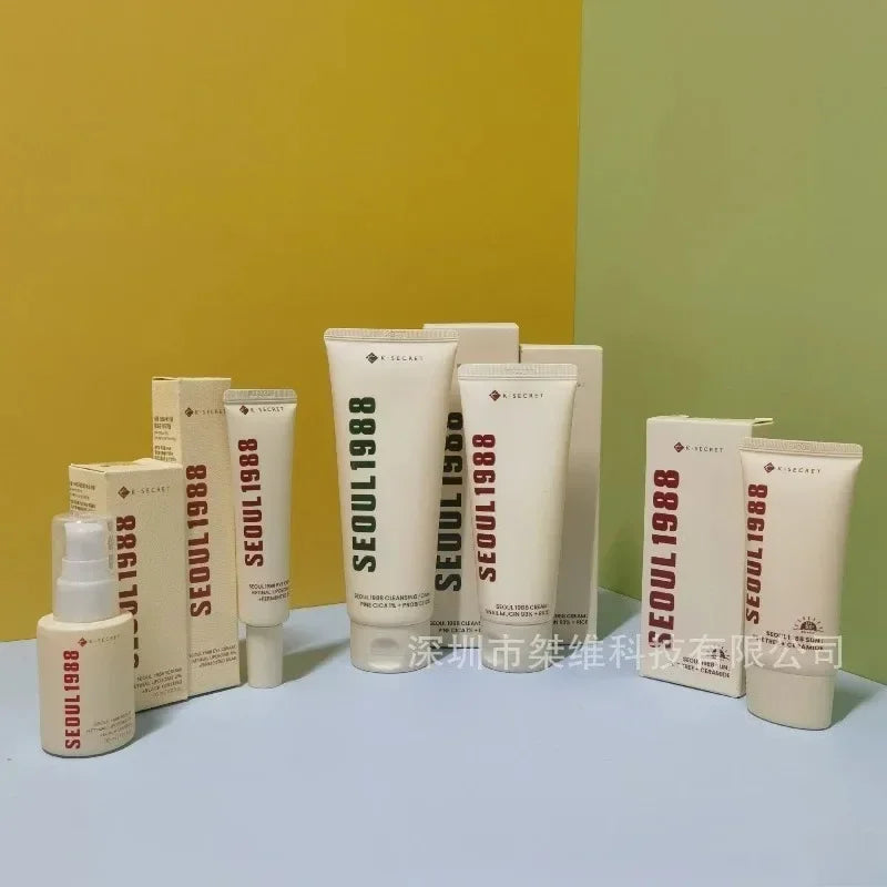 K-secret Seoul 1988 Essence/4% Firming Eye Cream/Sunscreen Snail Cream/Face Cleanser Shrinks Pores and Brightens Skin Tone