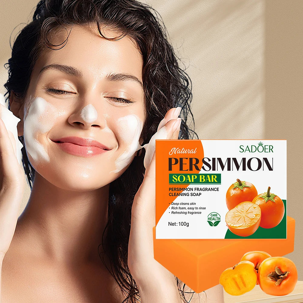 Hand Made Persimmon Soap Body Cleaning Lightening Dark Underarm Leg Body Cleansers Brightening Face Soap Tender Skin Care Beauty
