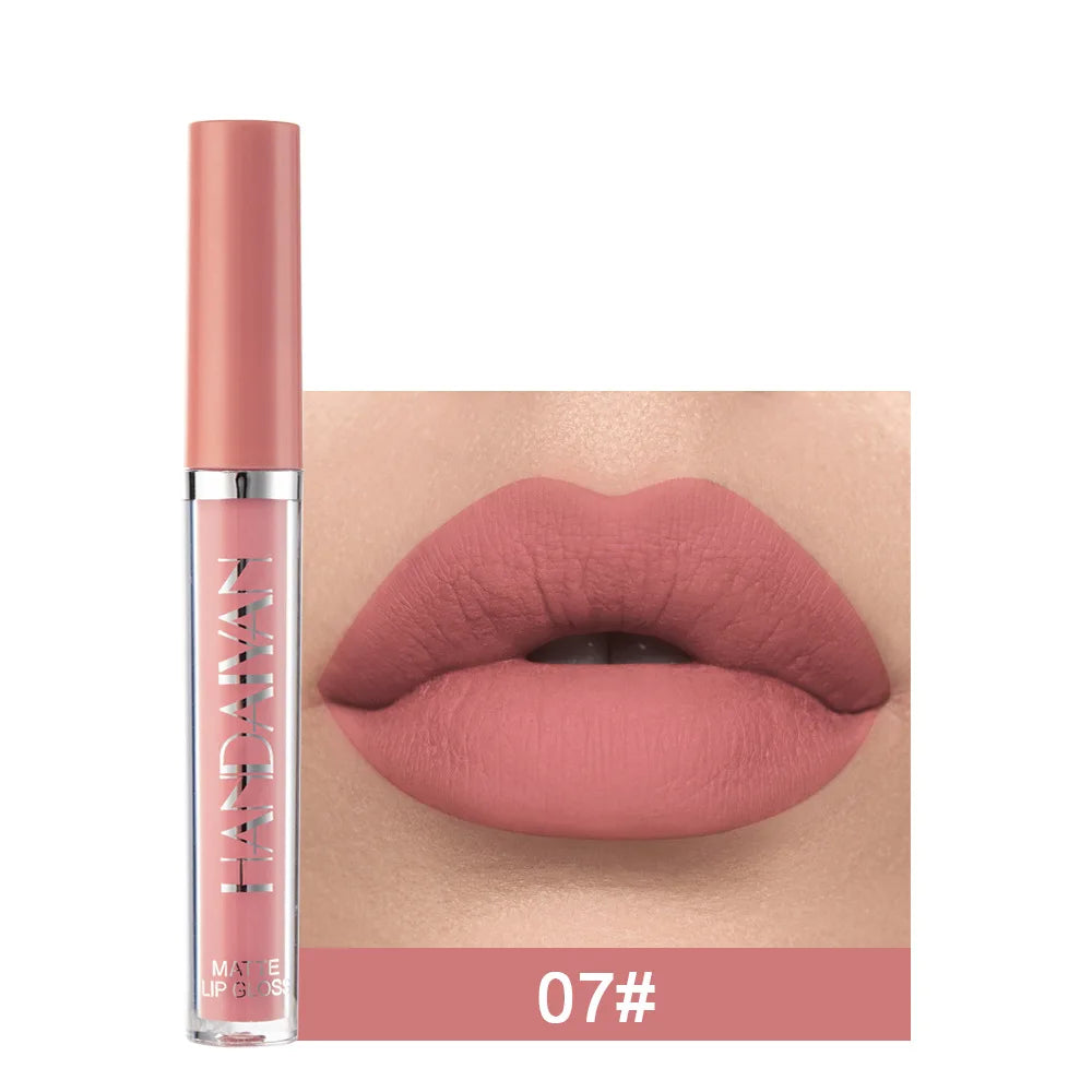 Handaiyan 12 Colors Matt Lip Gloss Longlasting Red Nude Lipstick Liquid matte Waterproof Lipgloss Makeup