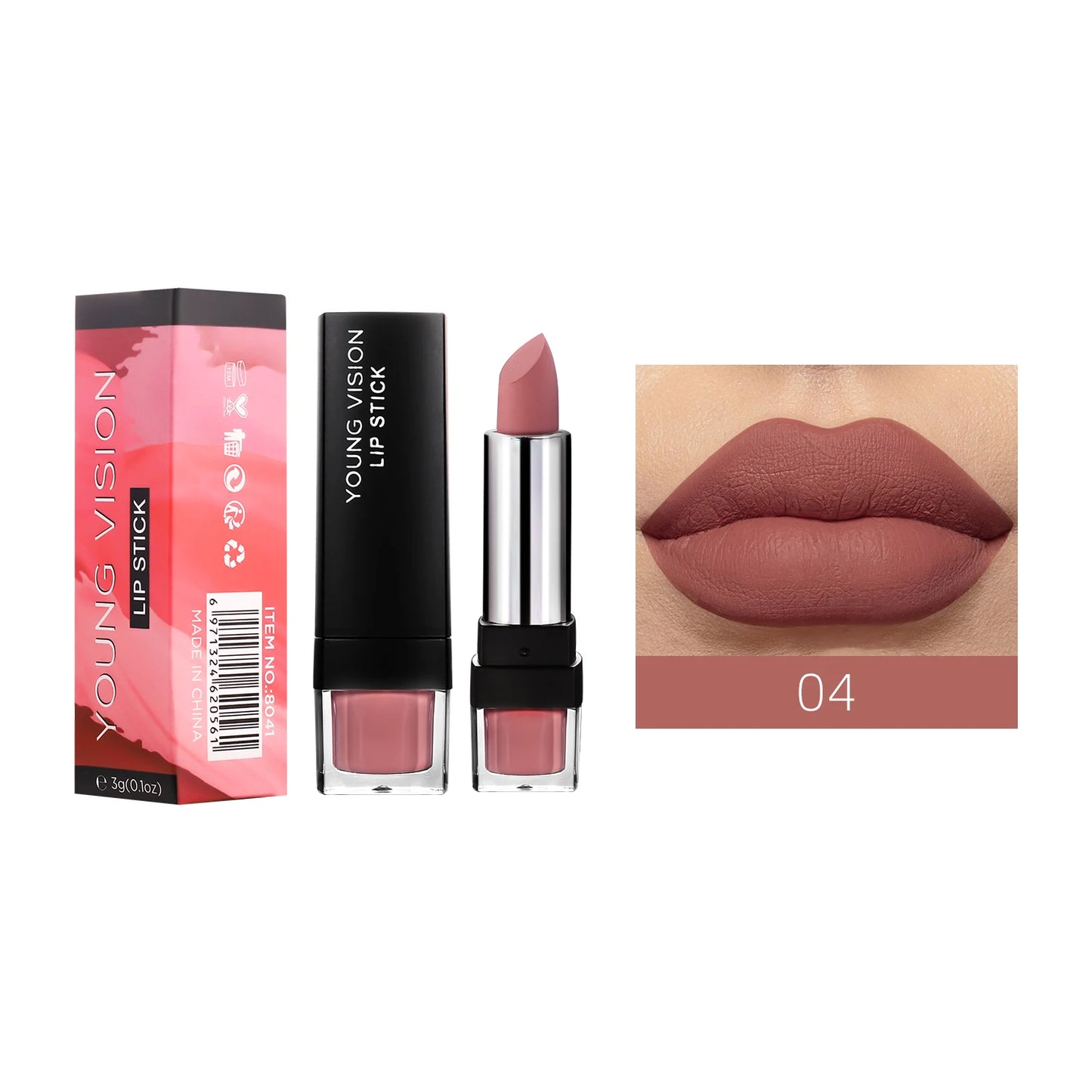 YOUNG VISION 12-Color Velvet Lipstick Long-Lasting Nude Waterproof Matte Non-Transfer Lipstick Women's Cosmetics Makeup