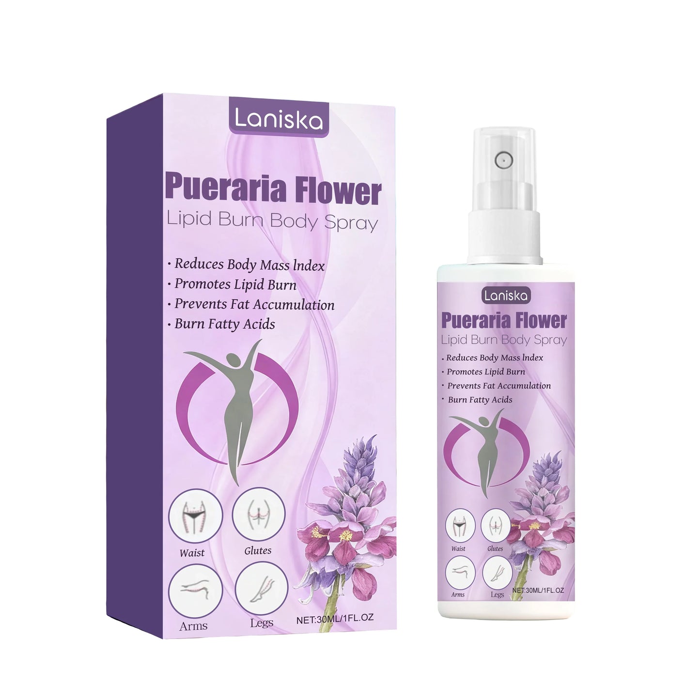 Pueraria Flower Body Care Spray Promoting Blood Circulation Lightweight Easily Absorbed Non-Greasy Suitable for Daily Use