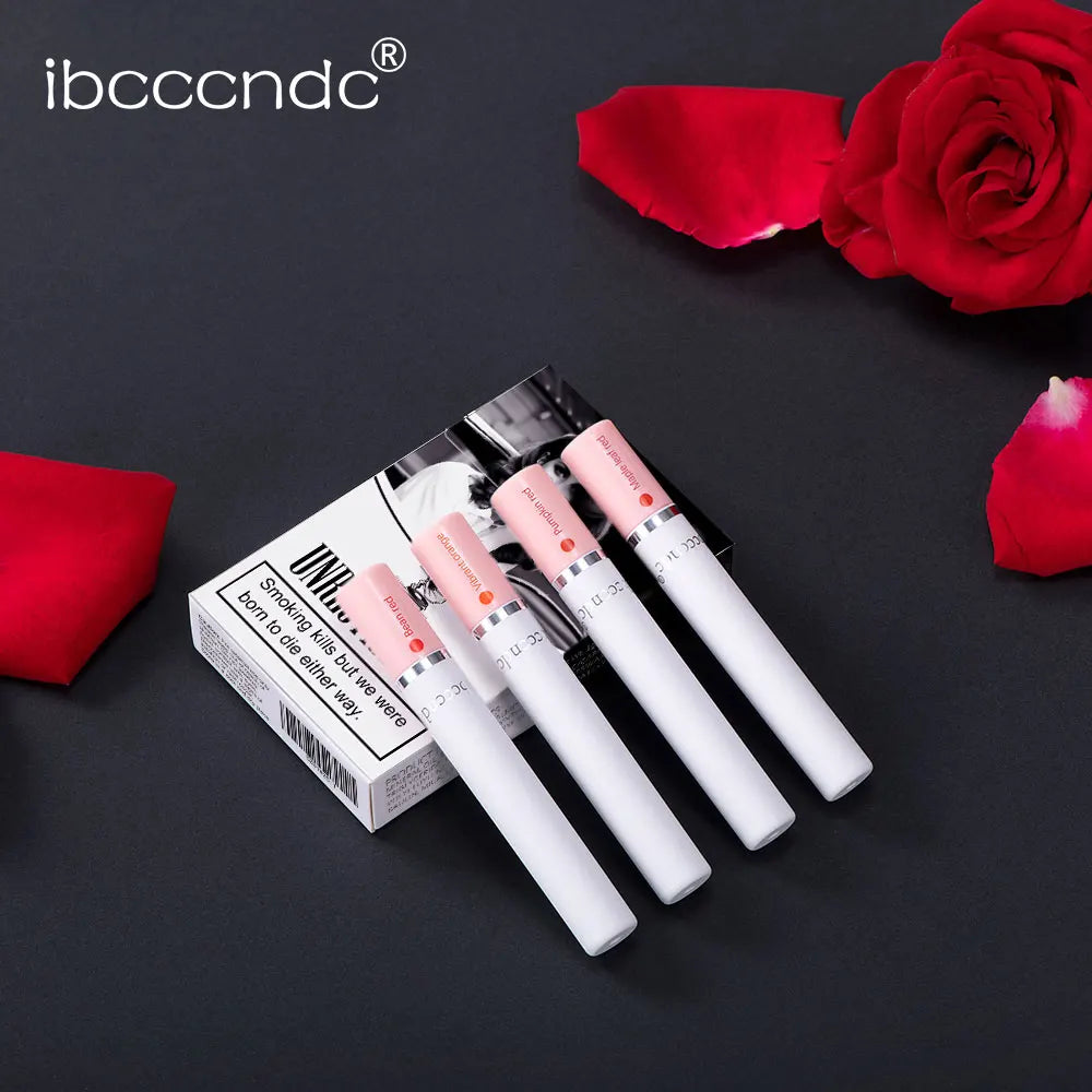 4 Colors Cigarette Lipstick Set Velvet Matte Waterproof Long-lasting Lip Non-Stick Cup Lip Gloss Makeup for Women's Cosmetics