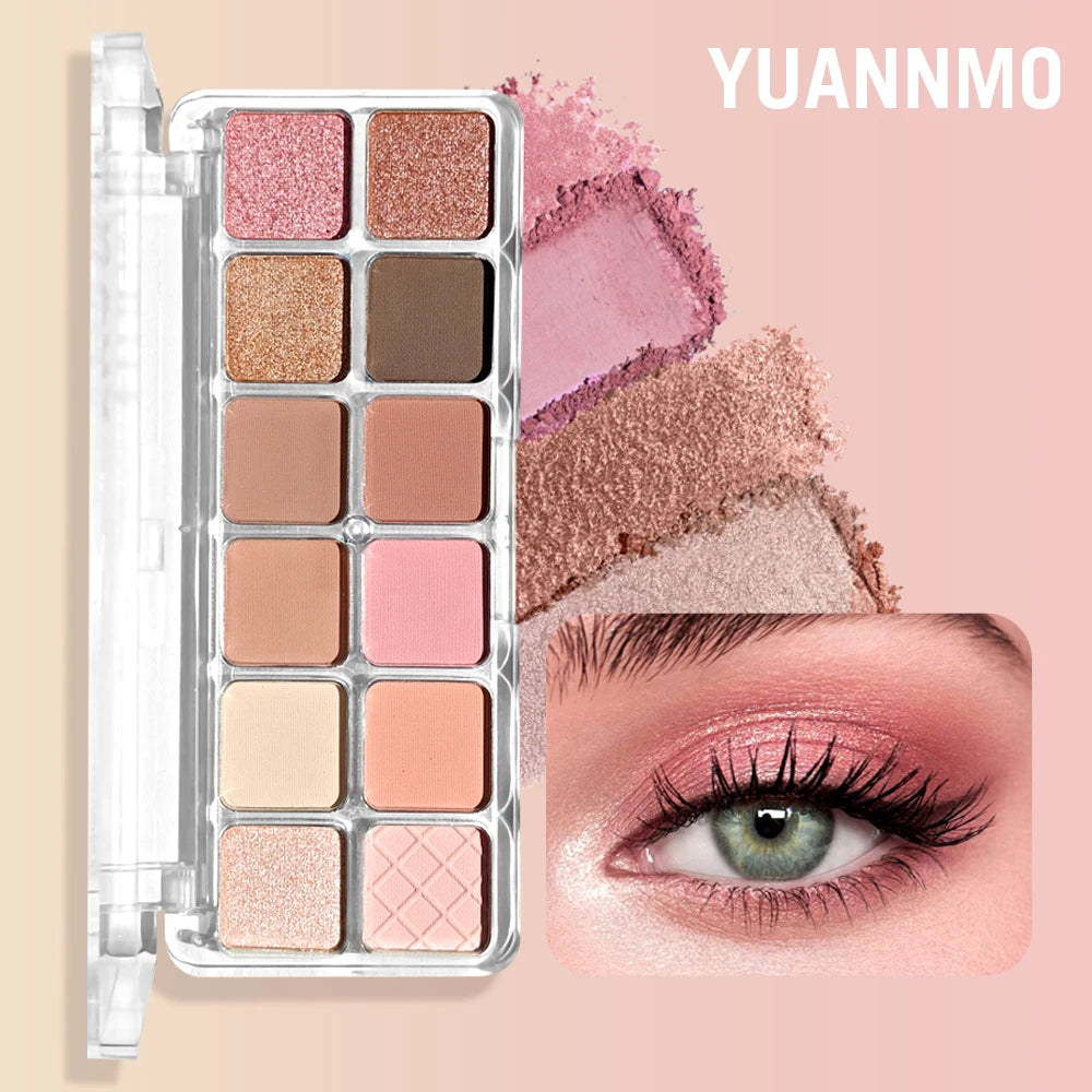 12 Color Eye Shadow Pallete Matte Pearl Eyeshadow Girl Beginner Makeup Nude Pink Eyeshadow Low Saturation All Matte Eye Pigment