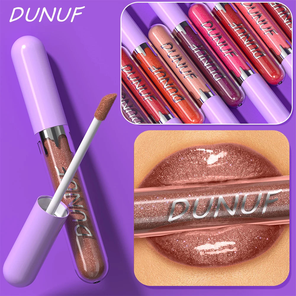 Lip Gloss Lip Oil Set, Glitter Lipstick Shimmer Moisturizing Hydrating Waterproof Non-sticky, Deep Red, Y2K Makeup Christmas