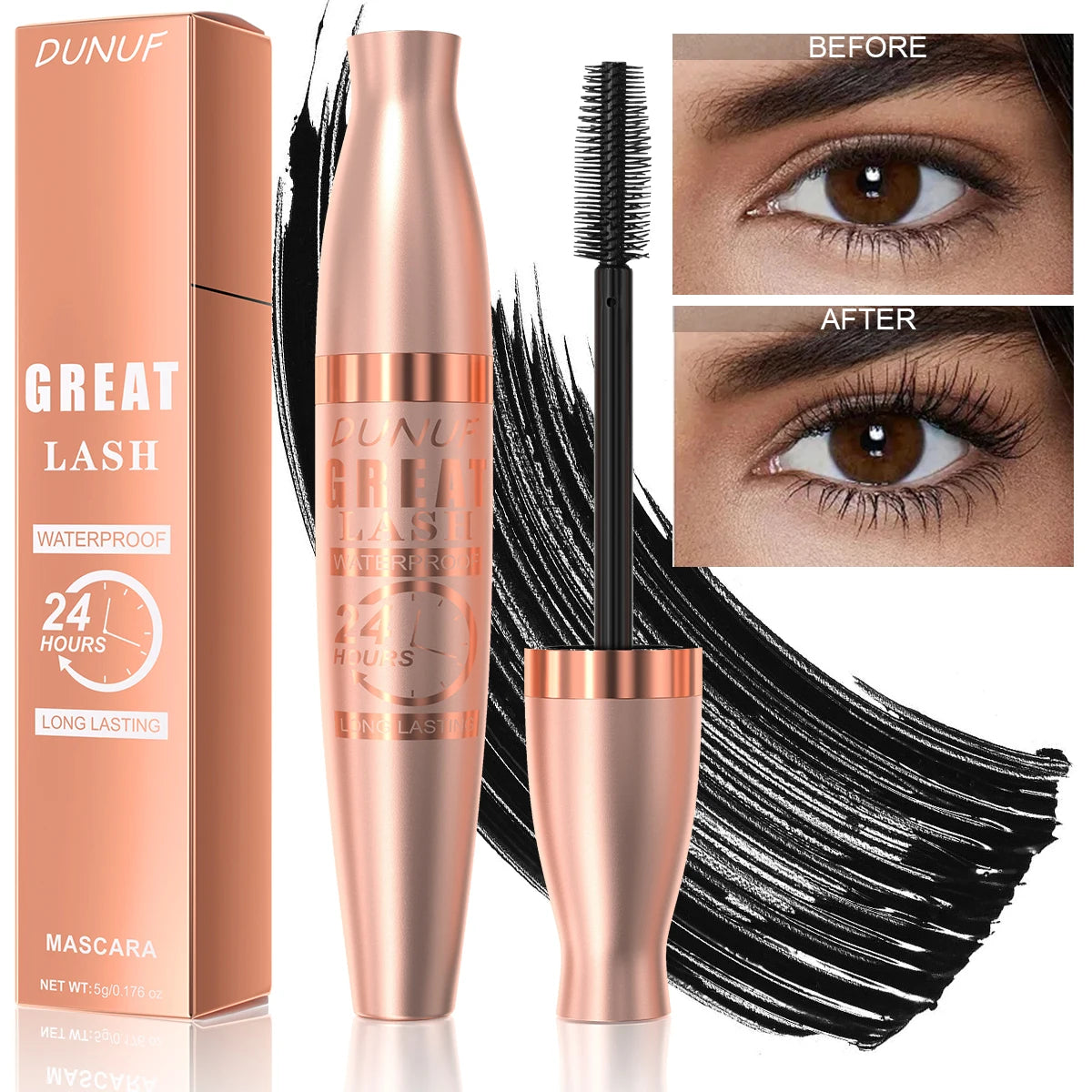 1pc/2pc/5pc/set Waterproof Black Mascara Lengthening Curling Long-lasting Volumizing Smudge-proof Y2K Daily & Party Makeup Gift