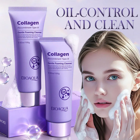 BIOAOUA Restructured Type III Collagen Gentle Foaming Deep Cleansing Oil Control Nourishing Brightening Facial Cleanser