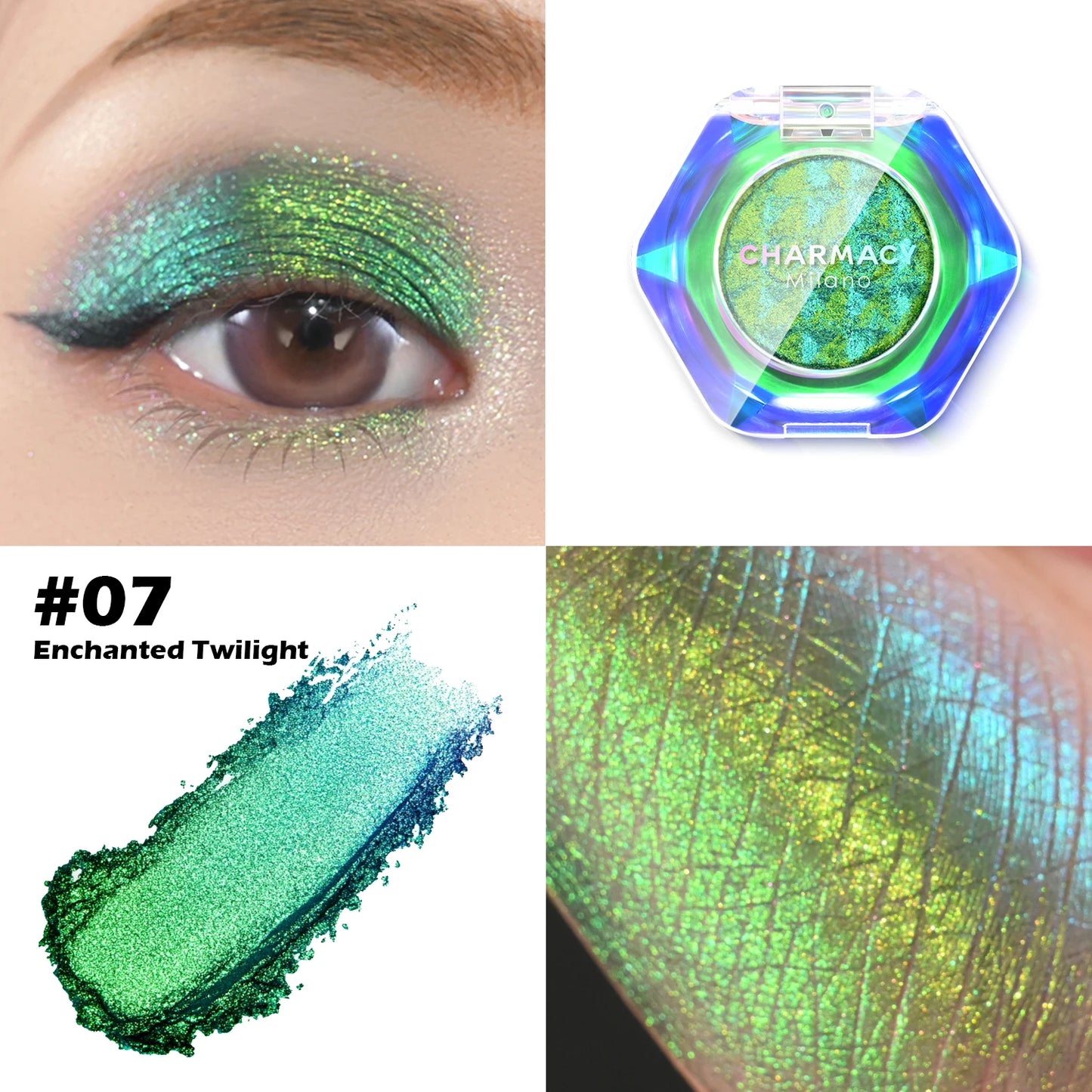 CHARMACY Multichrome Eyeshadow Palette 8 Colors Shimmer Waterproof Long-lasting Professional Eye Shadow Cosmetic Makeup