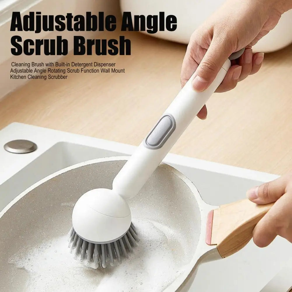 Rotating Soap-Dispensing Pot Brush