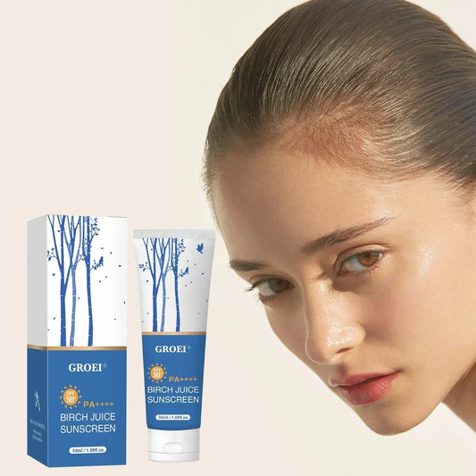 GROEI 50ml Birch Tree Sunscreen, SPF50+ PA++++, Oil-Free Non-Sticky, Hydrating Gentle for Daily Sun Protection