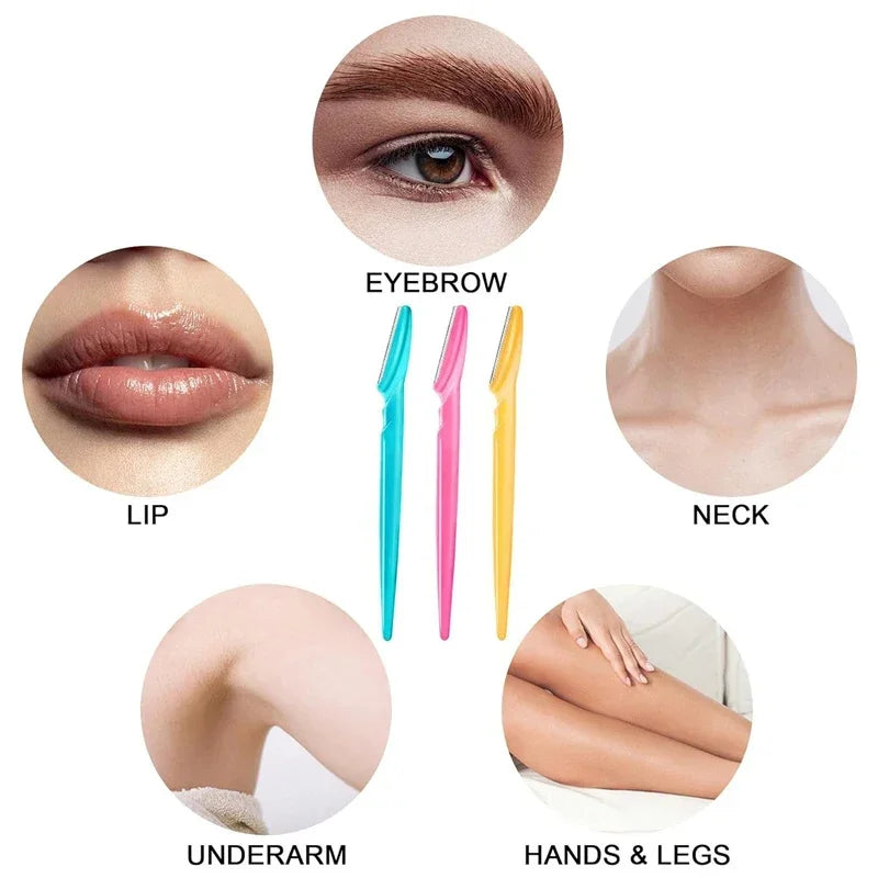12pcs Eyebrow Razors Kit Facial Eye Brow Trimmer Multifunction Facial Hair Removal Tool with Container Safety Beauty