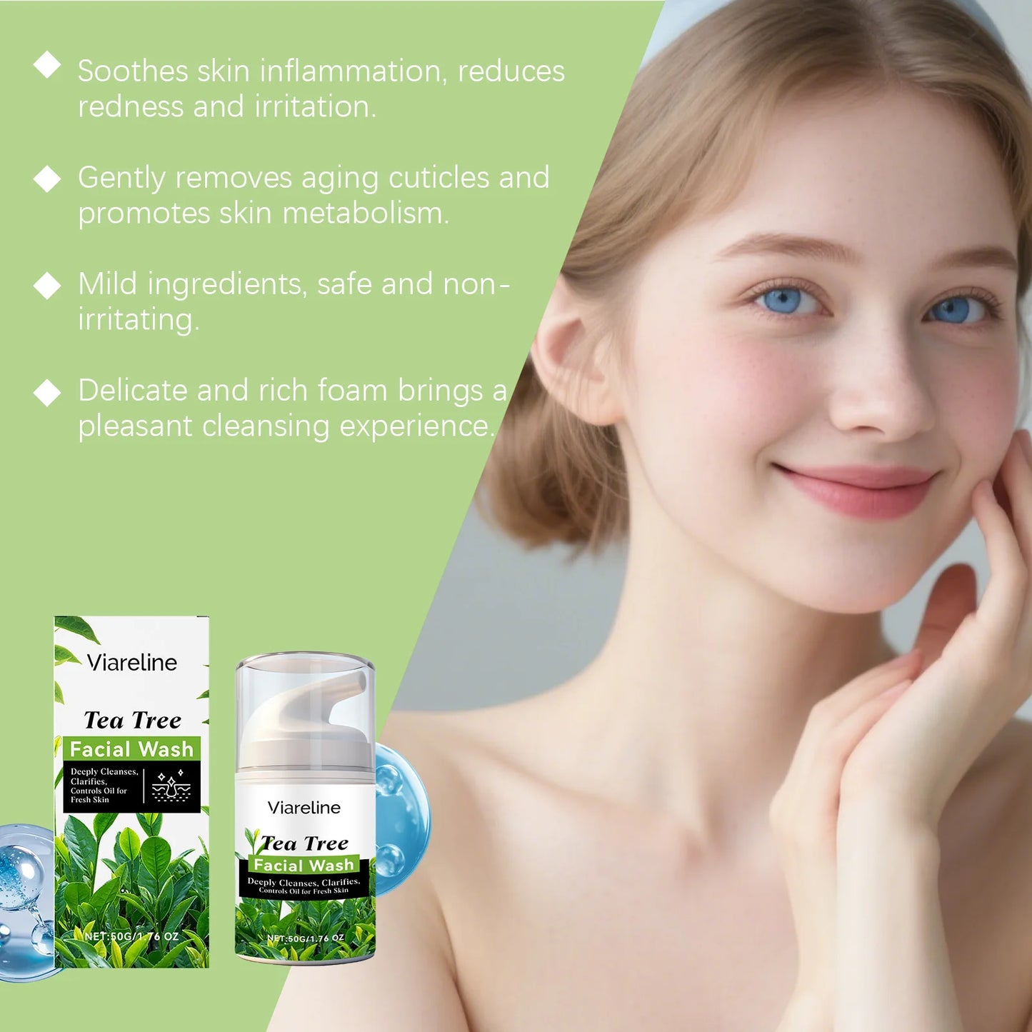 Salicylic Acid Facial Cleanser Moisturizing Deep Remove Cleansing Oil Control Exfoliating Blackhead Skincare Tea Tree Extract