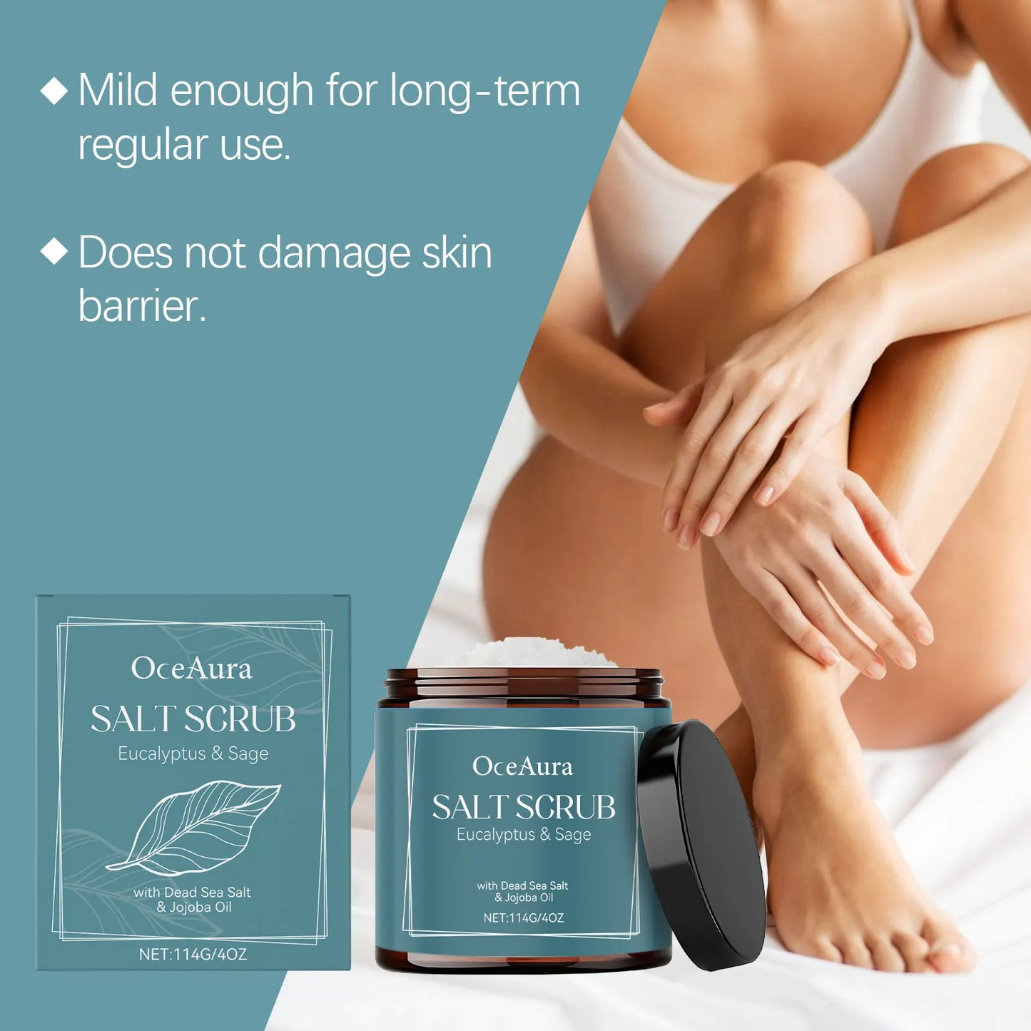 Sea Salt Body Scrub Brighten Skin Tone Deep Cleaning Dirt Unclog Pores Improve Skin Texture Antioxidant Gentle Exfoliating Scrub