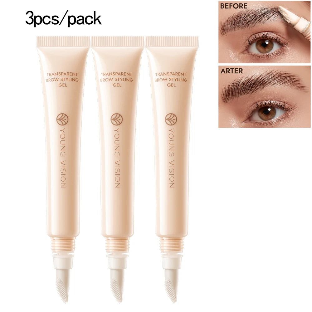 YOUNG VISION 3D Brow Gel Waterproof & Smudge-Proof Silicone Brush Tip Long-Lasting Hold All-Day Wear Defined eyebrow gel