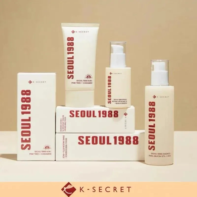 K-secret Seoul 1988 Essence/4% Firming Eye Cream/Sunscreen Snail Cream/Face Cleanser Shrinks Pores and Brightens Skin Tone