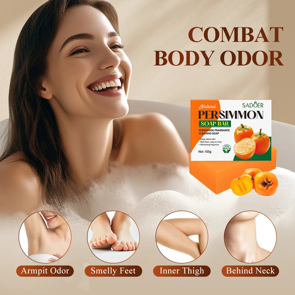 Hand Made Persimmon Soap Body Cleaning Lightening Dark Underarm Leg Body Cleansers Brightening Face Soap Tender Skin Care Beauty