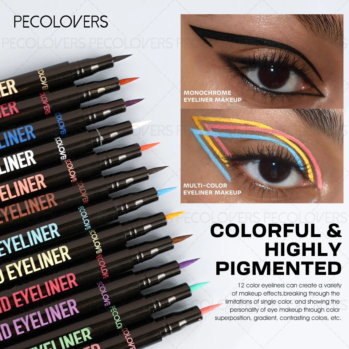 Sweatproof Colorful Eyeliner Pens,Fast Drying,Easy Coloring,Liquid Eyeliner Pencil,Ideal for Daily and Party Makeup