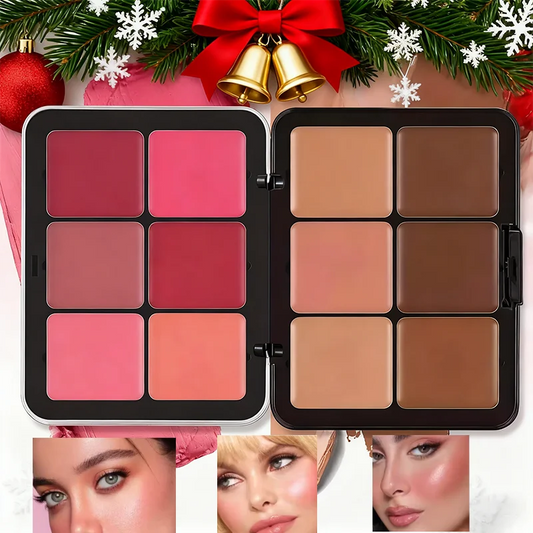 12-Color Metal Tin Concealer and Blush Cream Matte Highlighter Contour All-in-One Women's Makeup Palette Christmas Gift