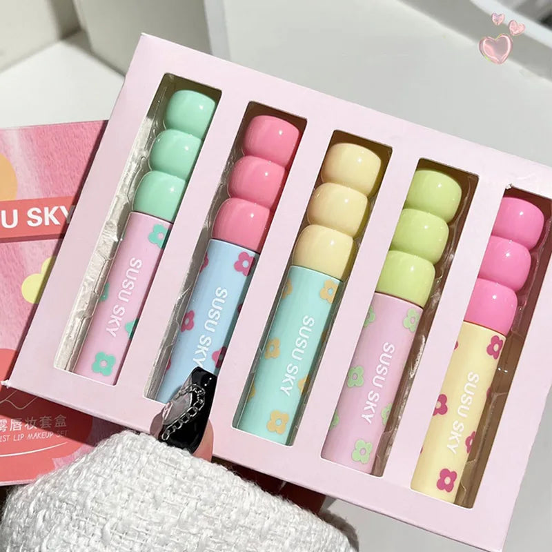 1/5Pcs Candied Fruit Lip Mud Milk Mist Velvet Matte Lip Gloss Long Lasting Not Easy To Stick Cup LipGlaze Almond Brown Pink