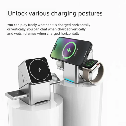 Magic Cube Spin Wireless Charger with Strong magnetic Force and 100W fast Charging, a new three-in-one desktop wireless char