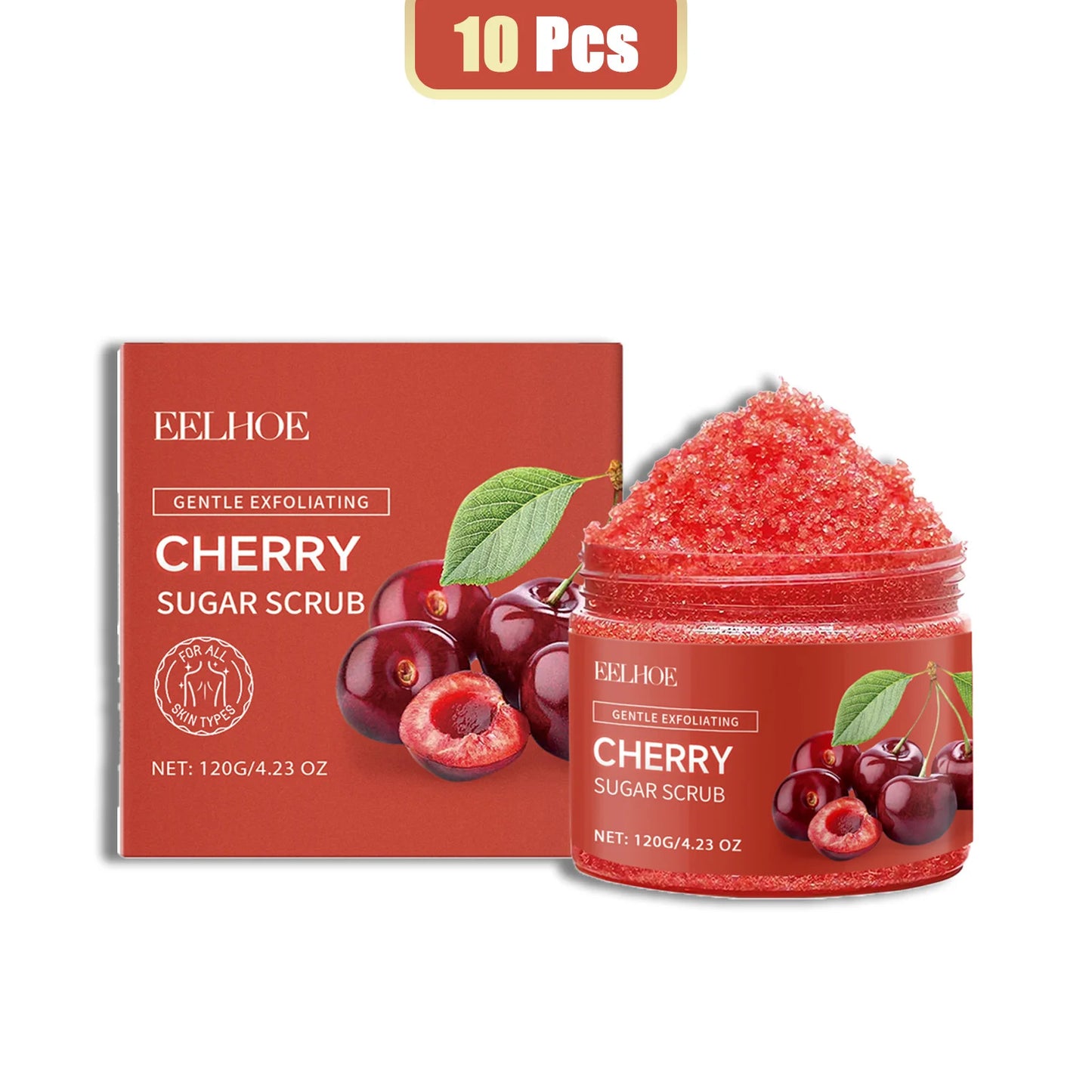 EELHOE 120g Cherry Sugar Body Scrub Deep Cleansing Exfoliating Dark Skin Lighten Pore Cleanser More Elastic Smoother Skin Gel