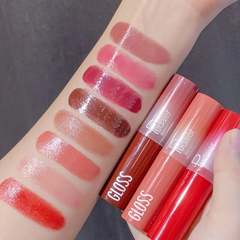 Hydrating Long-Lasting Pudaier Berry Shine Lipstick Set - Creamy Texture for Plump Lustrous Lips, Non-Sticky Finish for All Skin