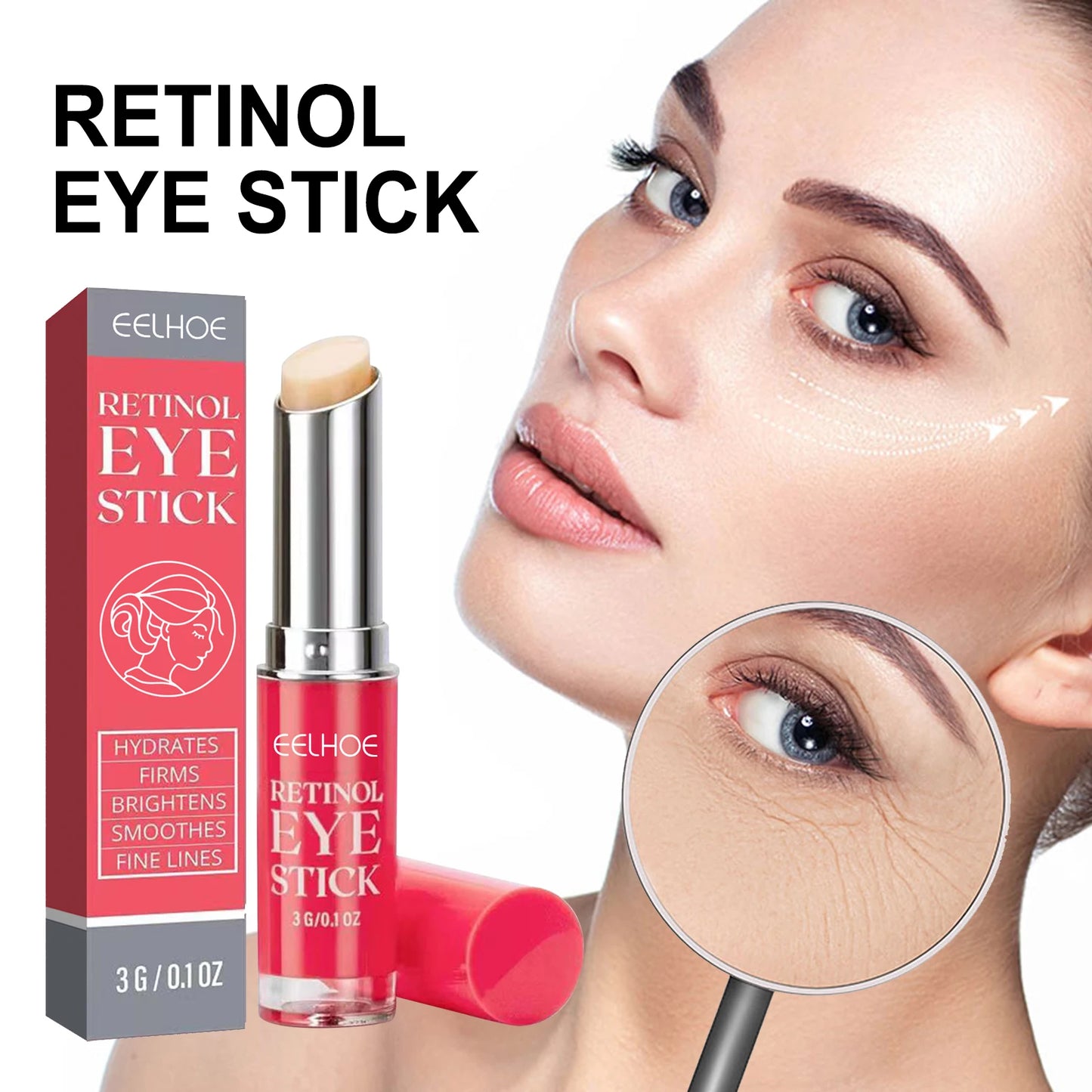 Retinol Eye Cream Stick Lifting Fade Fine Line Remove Dark Circles Eye Bags Anti Puffiness Moisturizing Smoothing Eye Skin Care
