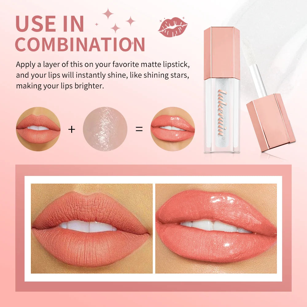Diamonds Glitter Gloss Universal Lip Luminizer 8 Colors Lip Gloss Non-sticky Moisturizing Plumper Long Lasting Glitter Liquid