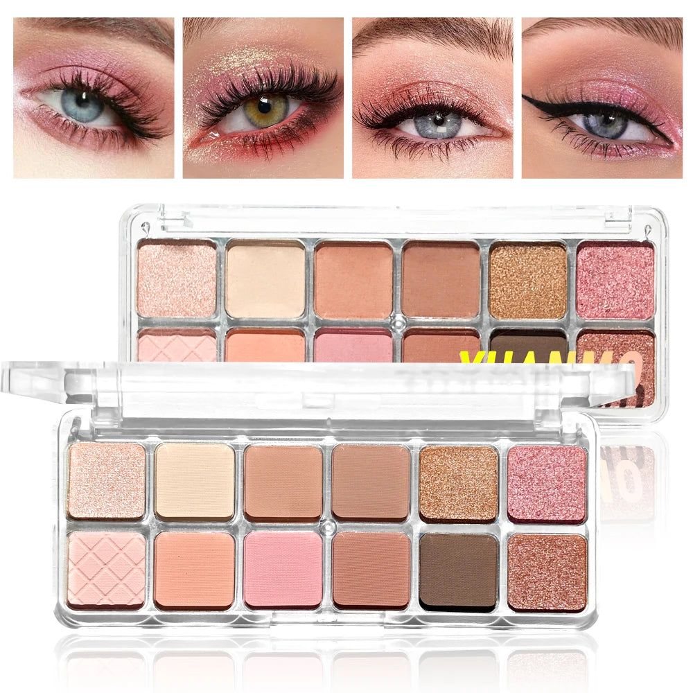 12 Color Eye Shadow Pallete Matte Pearl Eyeshadow Girl Beginner Makeup Nude Pink Eyeshadow Low Saturation All Matte Eye Pigment