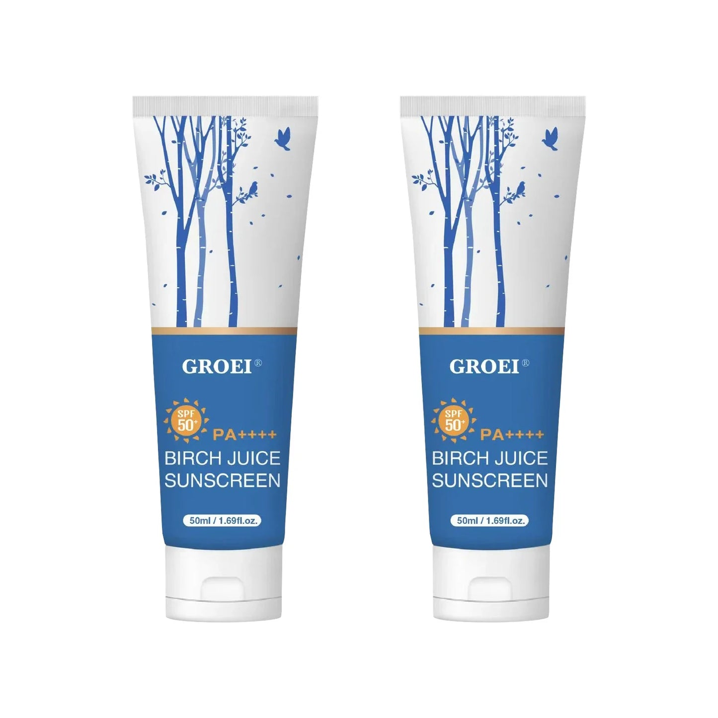 GROEI 50ml Birch Tree Sunscreen, SPF50+ PA++++, Oil-Free Non-Sticky, Hydrating Gentle for Daily Sun Protection