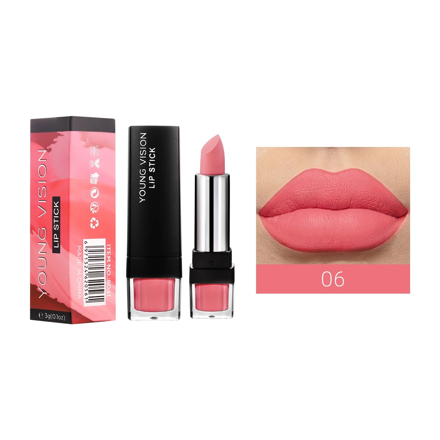 YOUNG VISION 12-Color Velvet Lipstick Long-Lasting Nude Waterproof Matte Non-Transfer Lipstick Women's Cosmetics Makeup