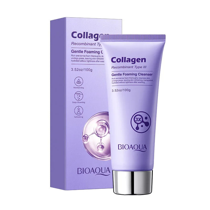BIOAOUA Restructured Type III Collagen Gentle Foaming Deep Cleansing Oil Control Nourishing Brightening Facial Cleanser