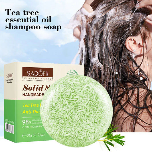 Tea Tree Essential Oil Solid Shampoo Bar Deeply Cleanses Nourishes Nourishes Hair Plant Essential Oils Care For Scalp And Hair