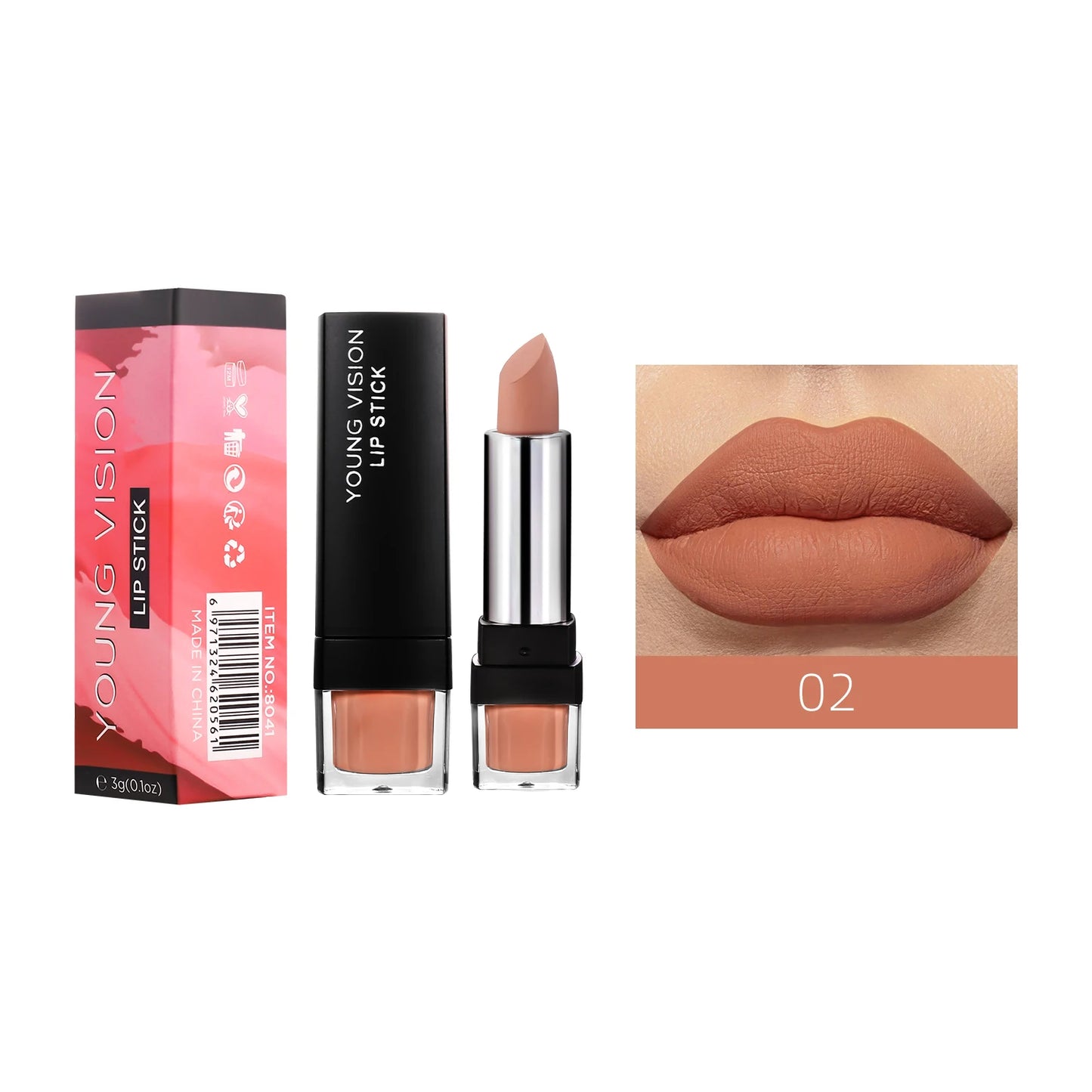 YOUNG VISION 12-Color Velvet Lipstick Long-Lasting Nude Waterproof Matte Non-Transfer Lipstick Women's Cosmetics Makeup