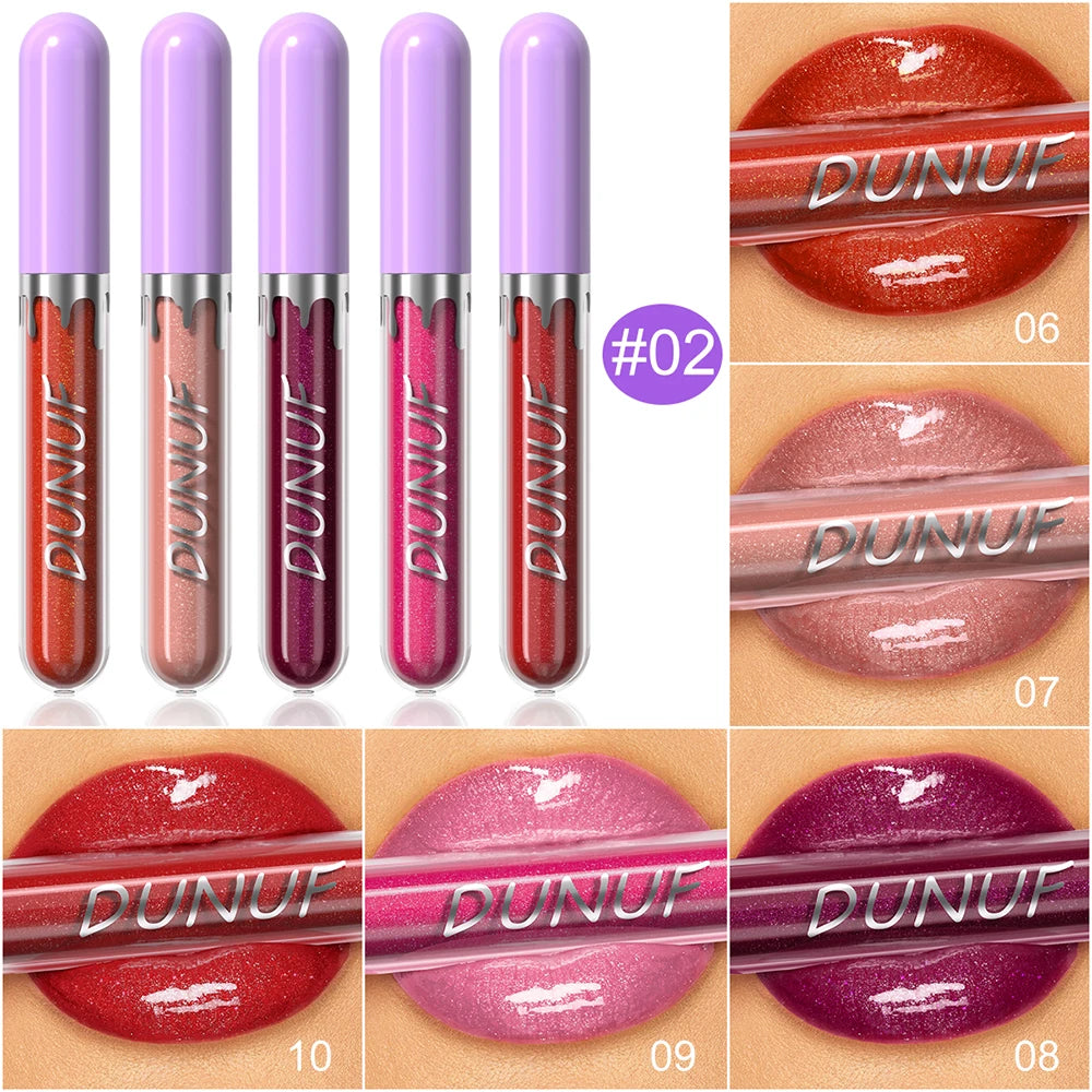 Lip Gloss Lip Oil Set, Glitter Lipstick Shimmer Moisturizing Hydrating Waterproof Non-sticky, Deep Red, Y2K Makeup Christmas