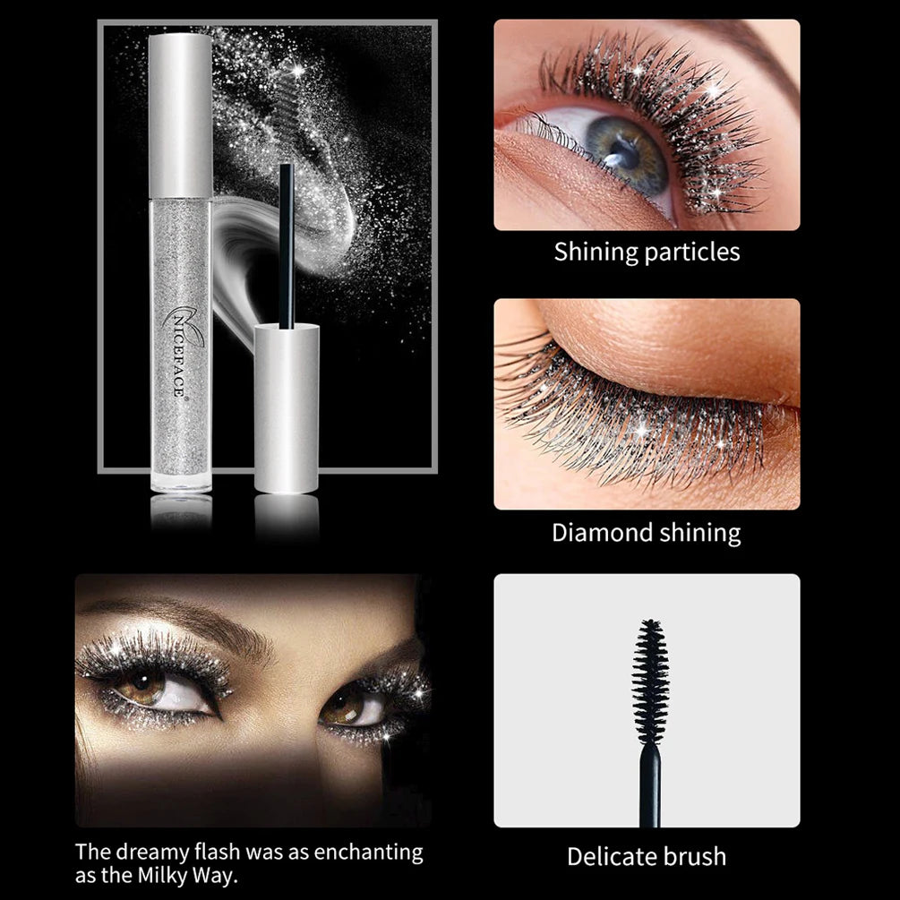 Diamond Glitter Mascara Quick-drying Film Broken Diamond Shiny Mascara Curling Eyelashes Thick Lengthening Mascara For Eyelashes