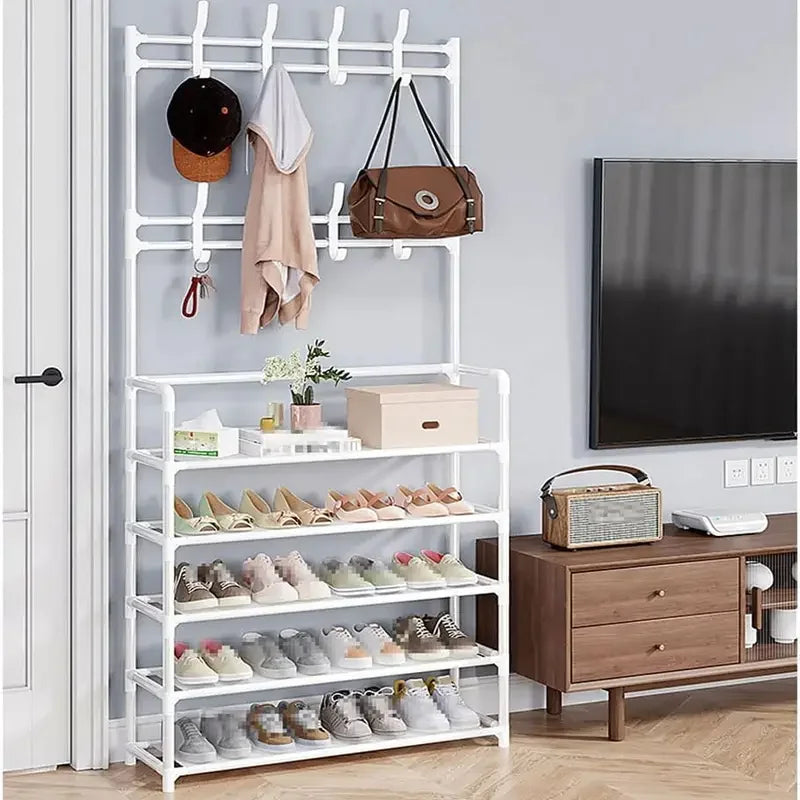 Hat rack, 5-layer multifunctional metal hook with 8 double hooks - space saving storage solution suitable for foyer, living room