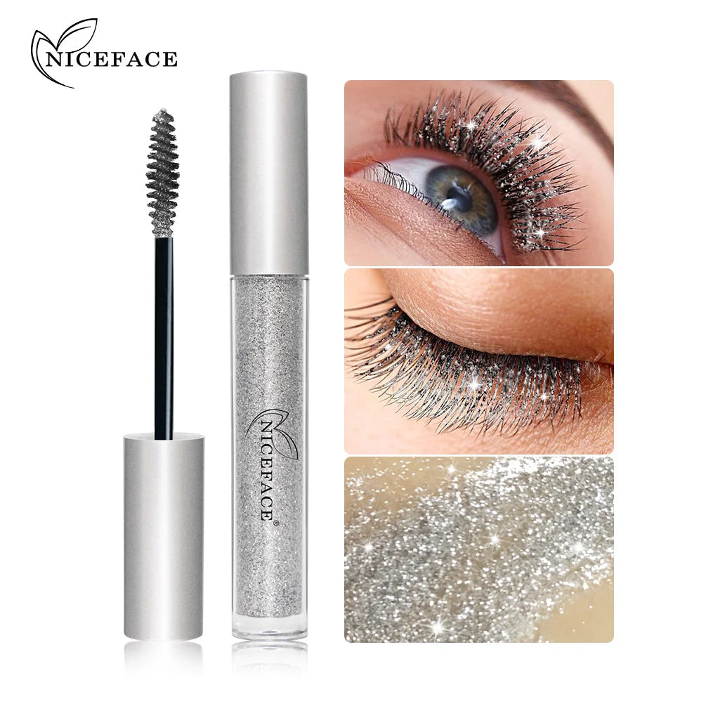 Diamond Glitter Mascara Quick-drying Film Broken Diamond Shiny Mascara Curling Eyelashes Thick Lengthening Mascara For Eyelashes