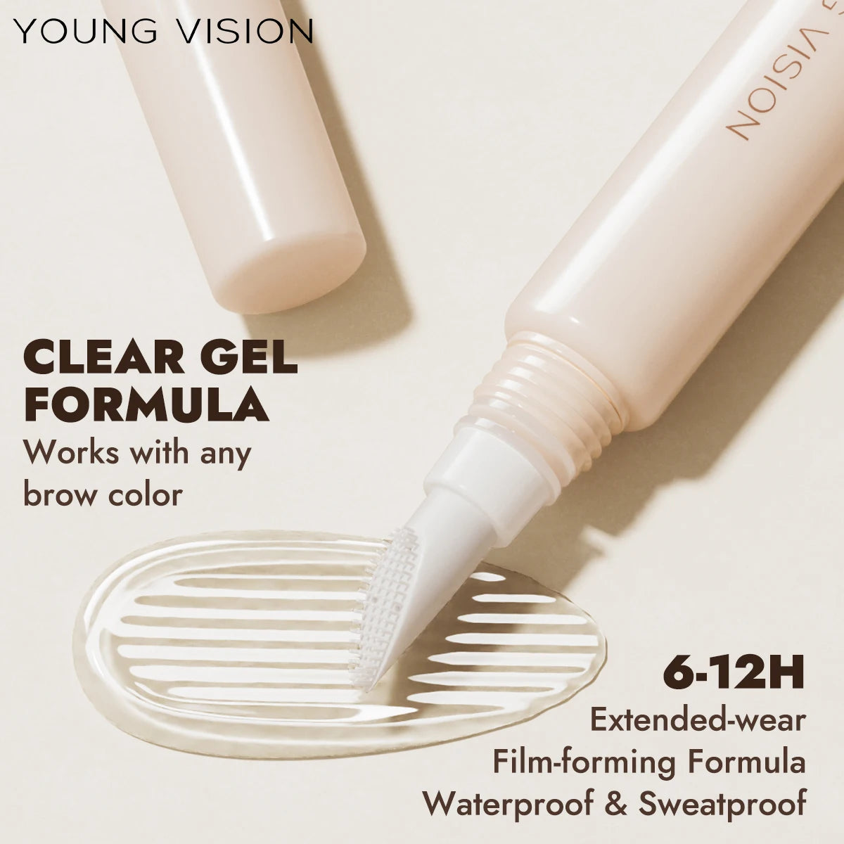 YOUNG VISION 3D Brow Gel Waterproof & Smudge-Proof Silicone Brush Tip Long-Lasting Hold All-Day Wear Defined eyebrow gel