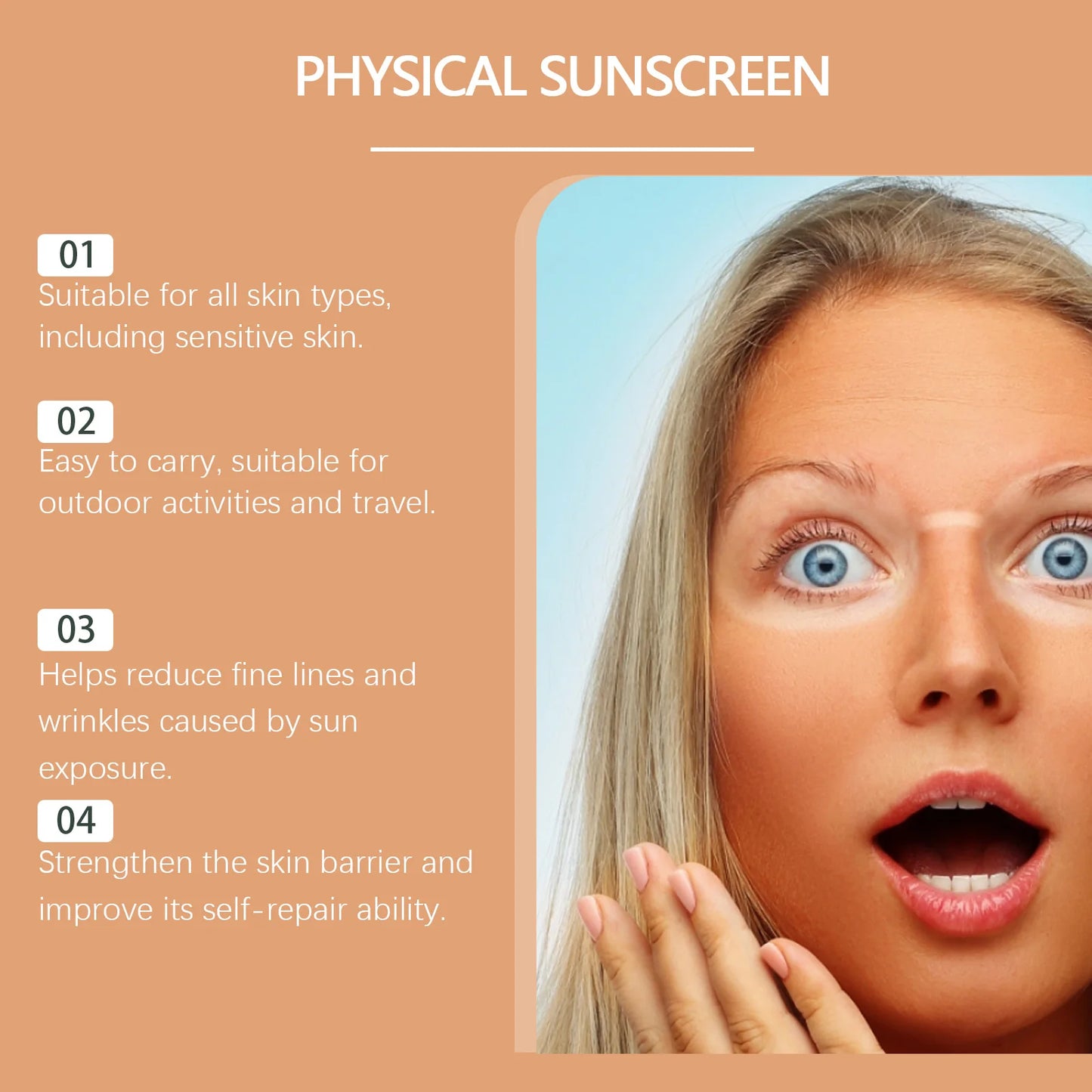 Deep Hydration Sunscreen Cream SPF 50+ UV Whitening Cream Korean Moisturizing Skin Care Tool for All Skin Type Cosmetics 30g