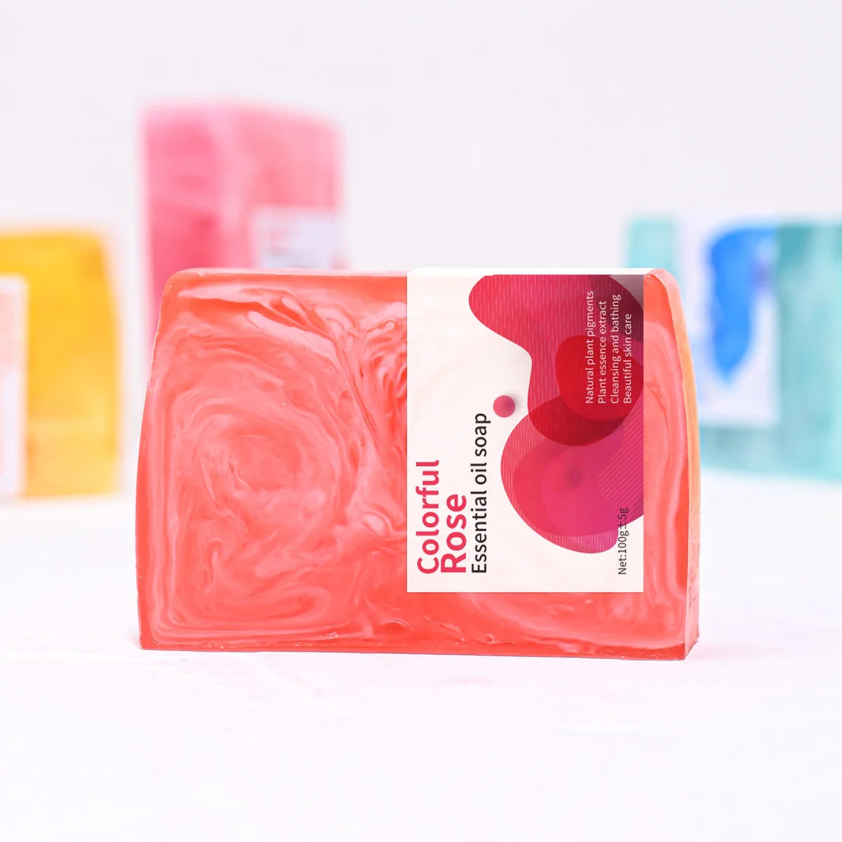 100g Colorful Rose Cleaning Soap Moisturizing Skin Care Damascus Rose Extract Essence Cleansing Bath Soap